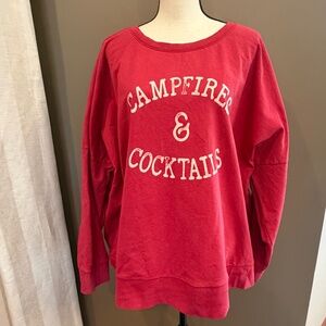 Natural Reflections Women's Red Campfires & Cocktails Sweatshirt, Size 2X